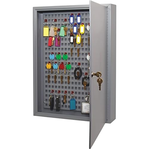 MMF Industries STEELMASTER Flex Locking Key Cabinet, 120 Key Capacity, 16.5" x 3.75" x 22.63", Gray (2012F12001), Grey