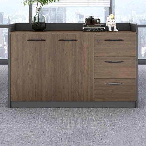 YXIANG56Q Filing Cabinet Three Door Office Storage Low Cabinet File Wooden with Handle Storage Data Storage Cabinet(Brown)