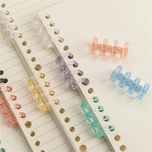 Ring binding, A5 ring binder Ring Binder Mechanism 60 Pieces 5 Plastic Loose Leaf Spines for Photo Album A4 A6 Snap Split Combs(Pink)