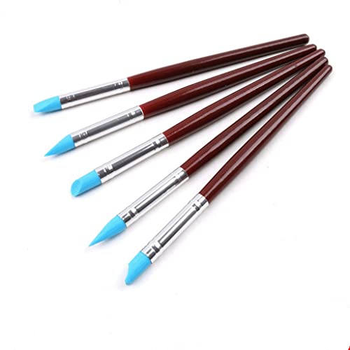 HBJWOV 5pcs Rubber Silicon Tip Paint Brushes for Watercolor Oil Painting Shaping Carving Tool Sculpture Clay Tools