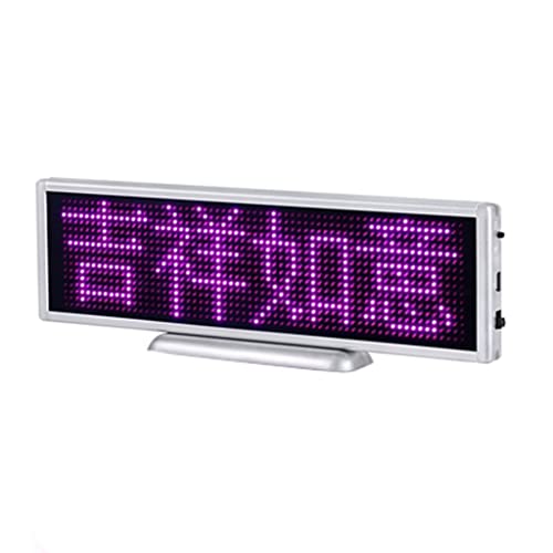 MekUk LED Sign Board Scrolling Message LED Scrolling Sign Desktop Screen Message Display Mini Moving Desk Board Advertising for Store, Car, Business, Promotion (Color : Purple)