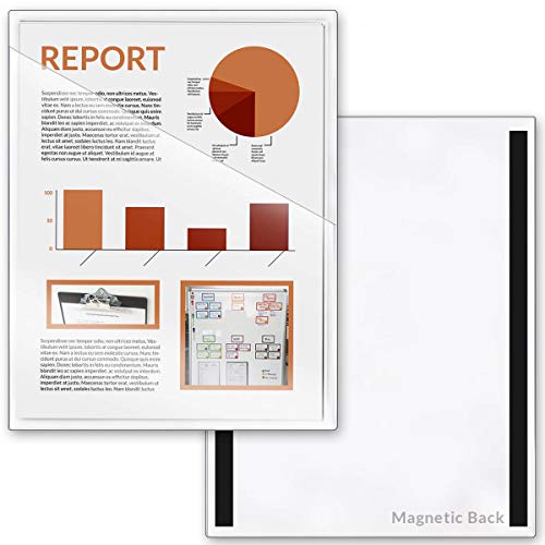StoreSMART Slash File Jackets - 8 1/2" x 11" - Open Short - Magnetic Back - Clear Front & Solid White Back - 25-Pack - SFJ111-PQWM-25