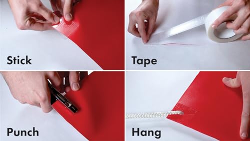 Banner Ups Starter Kit - 100 BravoTabs, 1 Roll Clear PowerTape 1.5" x 36 yd, 1EZ Punch - Make Your Own Banners - Birthday, Graduation, Retirement, Anniversary and more