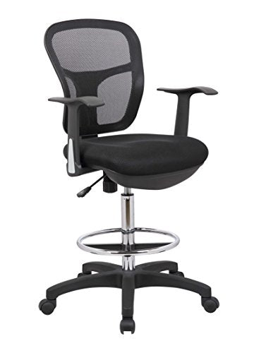 OfficeFactor Drafting Chair Tall Office Chair with Arms Executive Ergonomic Standing Desk Chair with Anti Scratch Wheels and Footrest