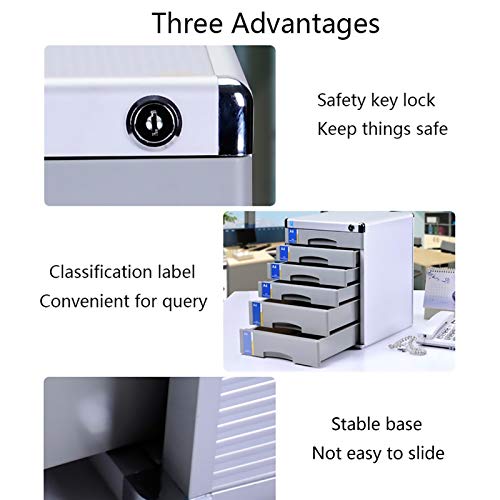 noxozoqm Desktop Drawer Cabinet Flat File Cabinet Storage, Desktop Drawer Cabinet, 3/5 Drawers Aluminum Alloy Storage Drawers Desk Storage, A4 Office Box with Lock. (Size : 5 Layers)