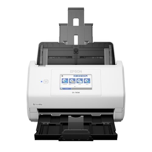 Epson DS-785W Color Duplex Desktop Document Scanner, up to 45 ppm, Wireless/USB Connectivity, ScanWay PC-Free Scanning, 4.3" LCD Touchscreen, 100-Page Auto Document Feeder (ADF), Twain/ISIS Drivers