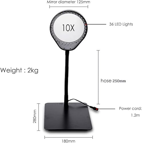 JOTDPFRYK Magnifier Table Desktop 10X Magnifying Glass with 36 Ultra Bright Energy Saving LED Lamp Great Hands Free Magnifier for Reading, Hobbies, Crafts, Workbench, Diamond Art