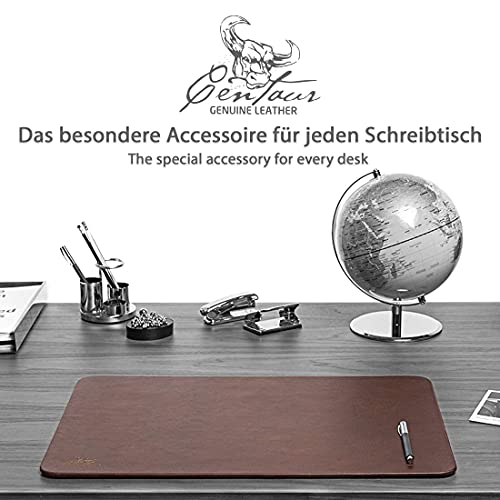 Centaur - 100% Genuine Leather Desk pad - nut-Brown 23,62 x 15,75 inch Ideal for Office and Home - Easy-Care with Anti-Slip Desk mad - Handmade in Germany