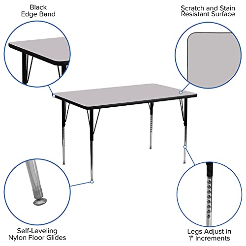 BizChair 30x48 Grey Thermal Laminate Adjustable Activity Table
