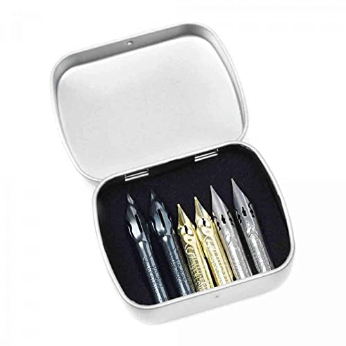 Brause 21002B - Pack of 6 metal writing nibs (2 nibs x Cito-fein + Rose + Sténo)