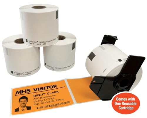 Threshold 4-Inch Visitor Badges on a Roll | (Orange)