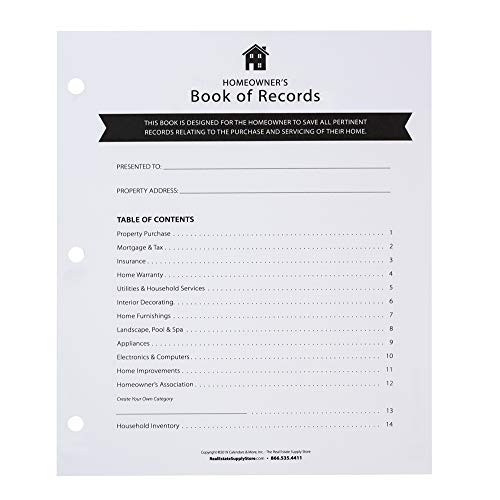 Homeowner's Book of Records Binder, Organize Household Receipts and Home Repair Record Keeping (Black)