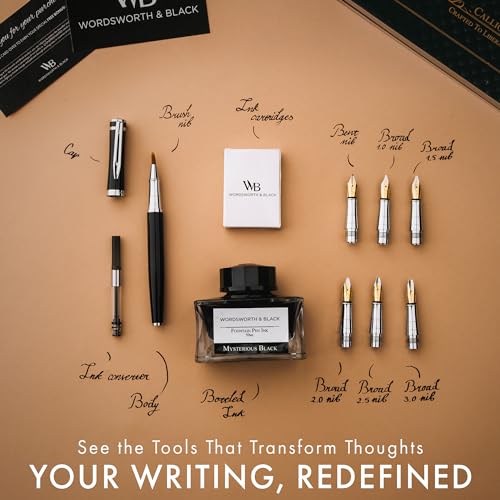 Wordsworth & Black Luxury Calligraphy Pen Set for Writing, 6 Nibs, Black
