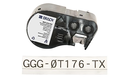 Brady Authentic (M4C-375-342) PermaSleeve® Heat-Shrink Labels Polyolefin 0.375 in. Black on White, 7 ft roll. for use with The BMP41, BMP51, and M511 Label Printers