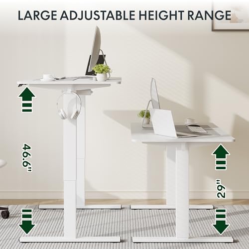 FLEXISPOT Electric Standing Desk, 40"x24" One-Piece Desktop, White