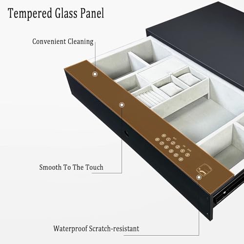 OGMOYT Steel Password Drawer Safe Built-in Jewelry Trays for Necklaces Rings Watches Storage Hidden Quick Access Home Safe for Valuables,480Mm