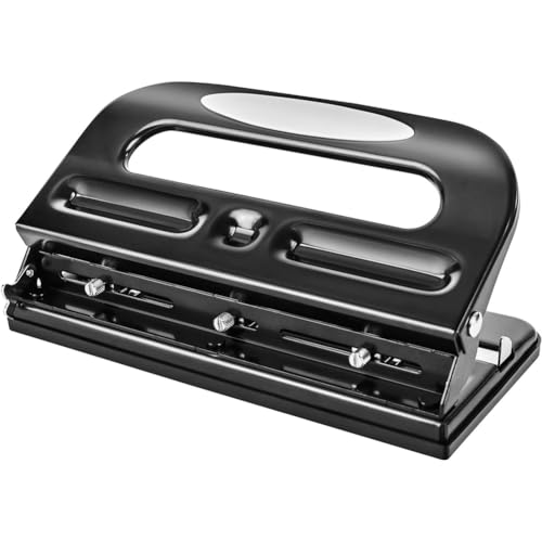 Peirushg 3-Hole Punch with Adjustable Holes for Pre-Punched Paper Sheets