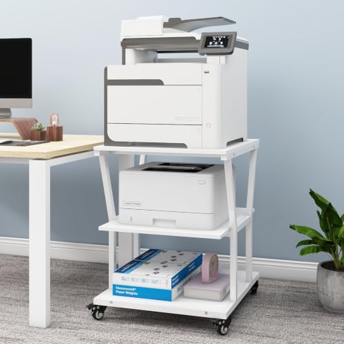 Natwind 3 Tier Printer Stand, 24''x24'',for Large Heavy Printers, White