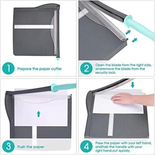 A4 Guillotine Paper Cutter Precise Manual Paper Trimmer Wooden Base Grid Scale Safety Blade Multifunctional Stationery For Students Adults Scrapbooking Classroom Journaling