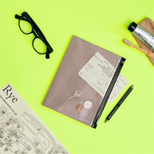 MARK'STYLE EDiT B6 Paper Book & Refill Set – 5mm Gray Grid, Soft Transparent PVC Cover with Pocket for Planning, Journaling, and Note-Taking (Light Latte(B6), B6)