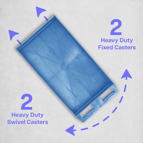 Luxor Three Shelf Heavy Duty High Capacity Tub Cart with Handle - 18"D x 35.25"W x 37.25"H, Plastic, Blue