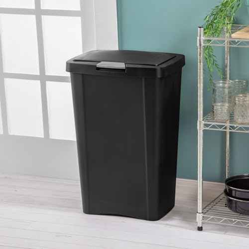 Sterilite TouchTop Plastic Wastebasket, 13 Gallon, Black, 12 Pack