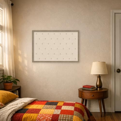 Kate and Laurel Framed Fabric Magnetic Board 38 x 26, Beige Botanical Block Print Printed Linen Casual Transitional Bulletin Board for Use as a Vision Board or Wall Organization, Florence Light Brown