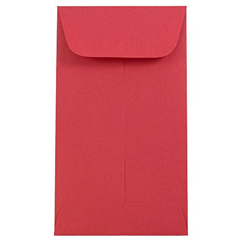 JAM PAPER #5.5 Coin Colored Business Envelopes - 3 1/8 x 5 1/2 - Red Recycled - Bulk 500/Box