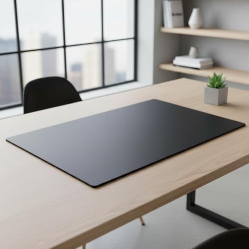 Dacasso 30" x 19" Black Leatherette Luxury Desk Pad Blotter w/Out Side Rails for Writing - Executive Desk Surface Protector