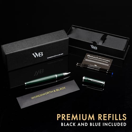 Wordsworth & Black Luxury Refillable Rollerball Gift Pen for Writing,Green