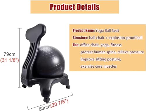 YXCUSAM Yoga Ball Chair, Ergonomic Fitness Ball Seat, Office Balance Ball Posture Chair for Adults/Pregnant Women (Purple)