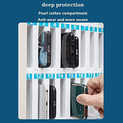 24/36 Bit Pocket Chart Cell Phones Storage Cabinet Wall Mounted Cell Phone Organizer Storage Locker Box with Safety Lock and Handle for Classroom Office (Color : Silver, Size : 36)