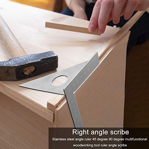 TEOYETTSF 45/90 Degree Angle Guide Ruler Woodworking Scriber Scribing Gauge Finder Protractor Stainless Steel Carpenter Measure Tool