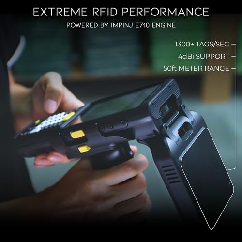 Chainway C61 Wireless Android RFID Scanner, Pistol Grip, Keyboard, Android 11, Google Play, Impinj E710 RFID Reader UHF EPC GEN2, SE4710 2D/1D/QR Barcode Reader for Inventory (Build Your Own)
