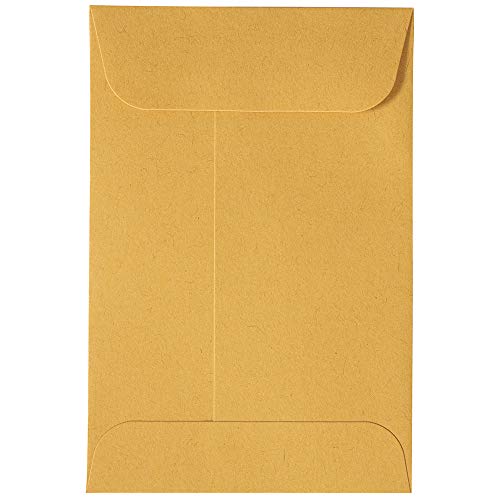 JAM PAPER #4 Coin Business Commercial Envelopes with Peel and Seal Closure - 3 x 4 1/2 - Brown Kraft Manila - Bulk 250/Box