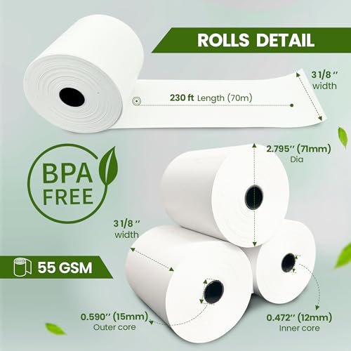 3 1/8 x 230ft Thermal Paper Receipt Rolls (30 PACK) 55 GSM