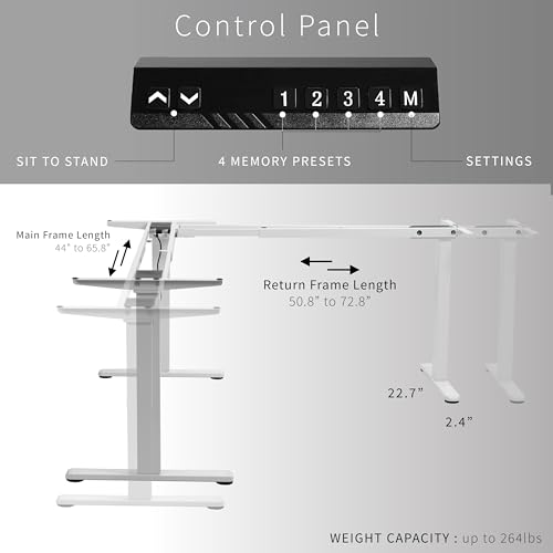 VIVO White Electric Corner 3-Leg Standing Desk Frame, DESK-V123EW