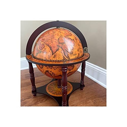 Chess Board Set w/Pieces Hidden in Table Top Chess Holder Globe Nautical Old World Wood Globe with Wood Stand Geographic Globe Library Office Decoration