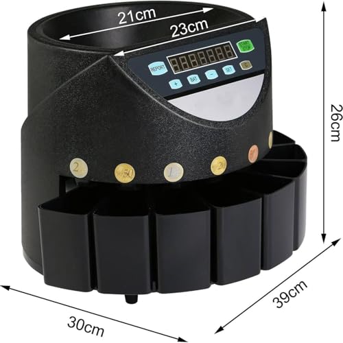 YXCUSAM Automatic Electronic Coin Counting Machine, Coin Counter,with LED Display,for All Round Coins & Tokens (Black)