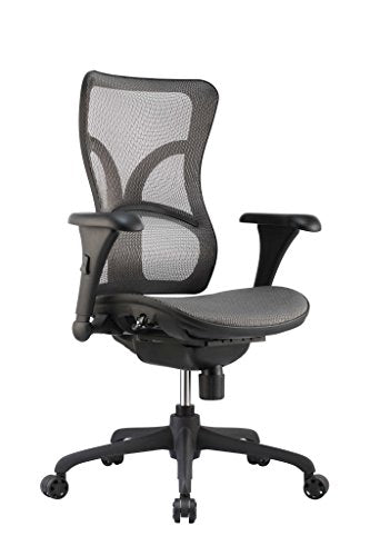 Open Plan Systems Engage OPS-B8 Modern Office Task Chair, Gray Mesh Back, Adjustable Arms