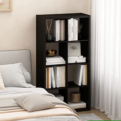 Furinno CUBICLE 8-Cube Book Shelf, Extra Thick Frame Bookshelf, Dark Oak