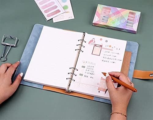 QERTYHKK A5 PU Leather Binder Cover,Refillable 6 Notebook for Filler Paper Personal Planning with Magnetic Buckle Closure