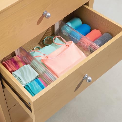 iDesign Plastic Adjustable Deep Drawer Dividers, Set of 8, Clear