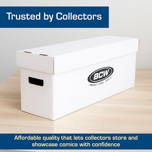 BCW Long Comic Storage Boxes, Holds 250-300 Comics Each, White, 10 Pack