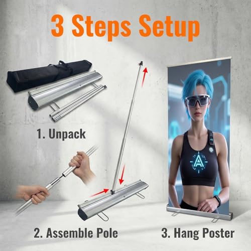 HYSDPOT Standard Retractable Banner Stand with Carrying padded Canvas Bag and Box (Stand Only) (33.5"x80")(6 UNITS)