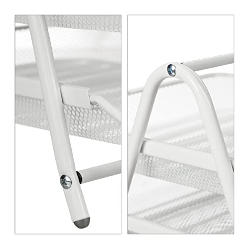 Relaxdays 4 x Wire Metal Letter Trays, Document Storage with 3 Letter Trays, A4 Document Holder, Desk Storage, White