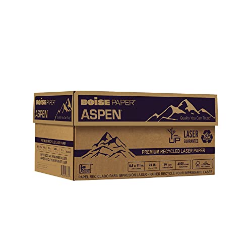 BOISE ASPEN 30% Recycled Laser Paper, 8.5" x 11" Letter, 96 Bright White, 24 lb., 8 Ream Carton (4000 Sheets)
