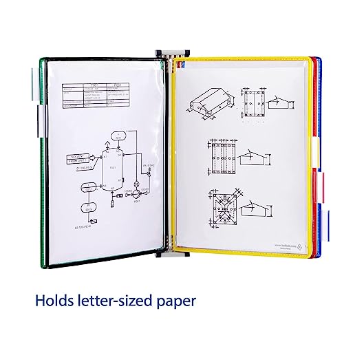 UMJIGF Catalog Display Rack, A4 Folder Wall-Mounted File Holder, with 5 A4 Paper Size Pockets,Desktop Flip Display Folder, for Storing and Displaying Documents,5 Pages