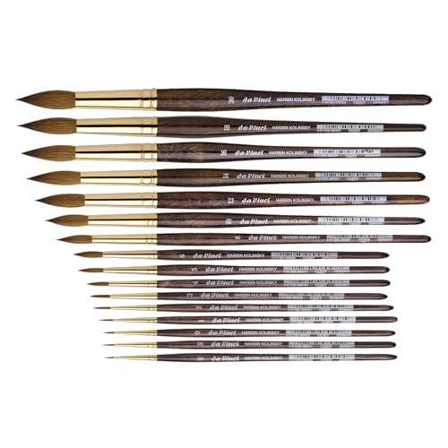 da Vinci Watercolor Series Paint Brush, Round Harbin Kolinsky Red Sable with Black Handle, Size 10