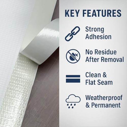 ANXH Rackplus Heavy Duty Double Sided Banner Tape 1" x 90 feet Clear Adhesive for Vinyl Poster Mounting, Weatherproof & Permanent, Ideal for Outdoor/Indoor Signage, Hemming, Crafts, Events (12)